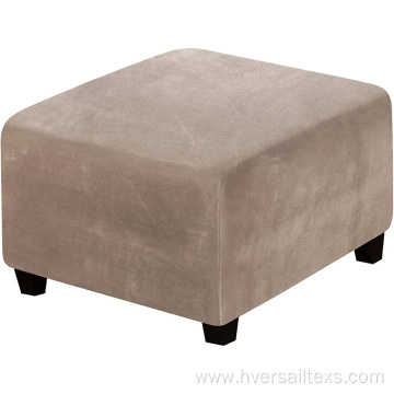 Velvet Plush Ottoman Cover Ultra Soft Non Slip